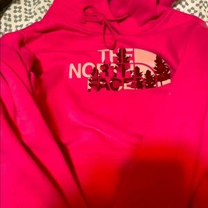 The north face pink hooded sweatshirt